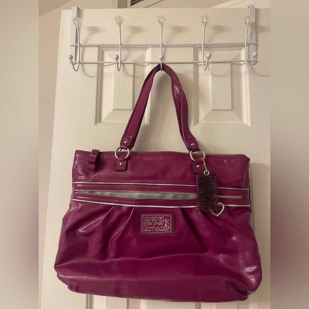 Plum/purple Coach poppy tote bag